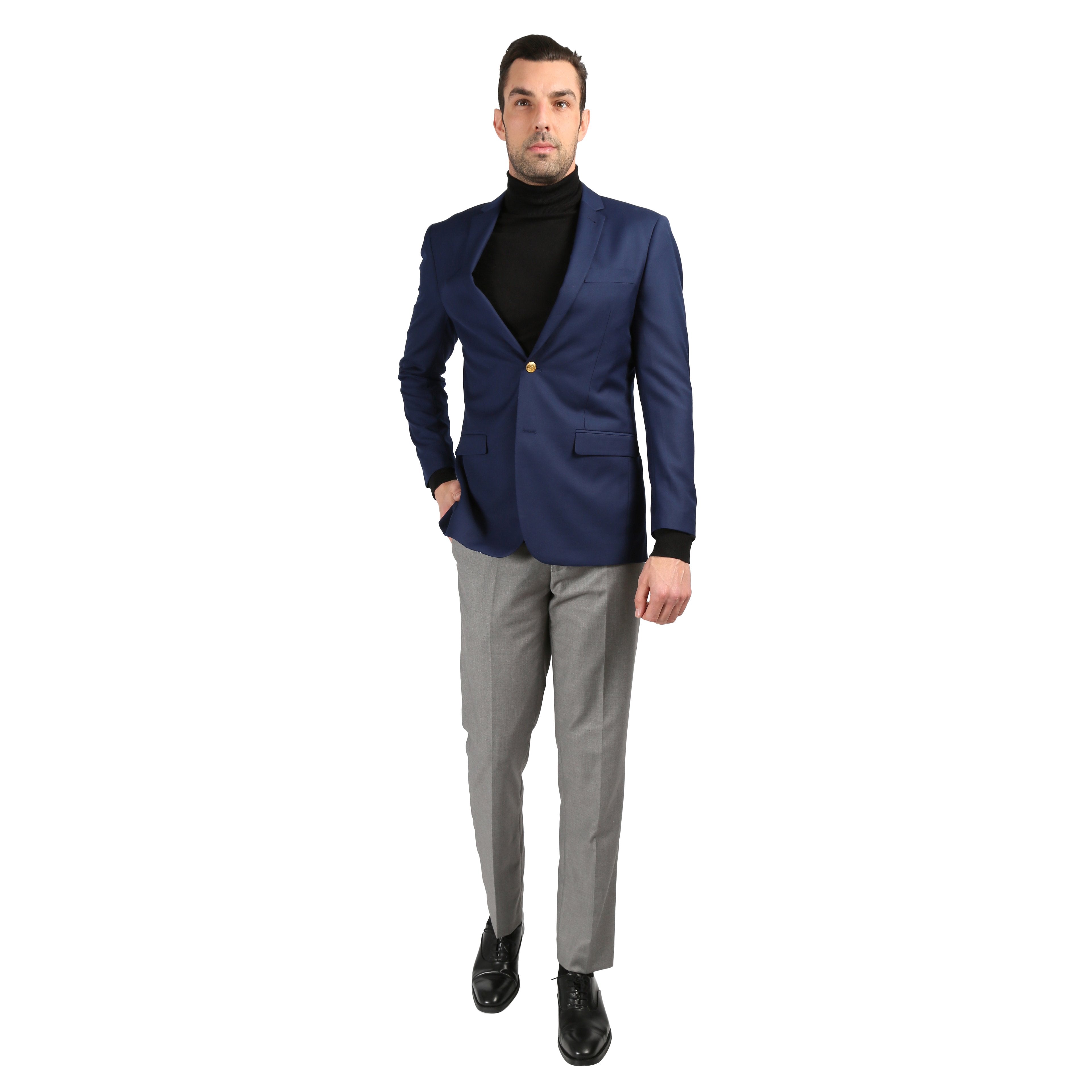 Men's Warwick Gold Button Slim Fit Navy Blazer